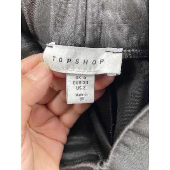 TOPSHOP Leggings Womens Sz 2 Black Faux Snake Stretch High Rise Comfort - Picture 6 of 11